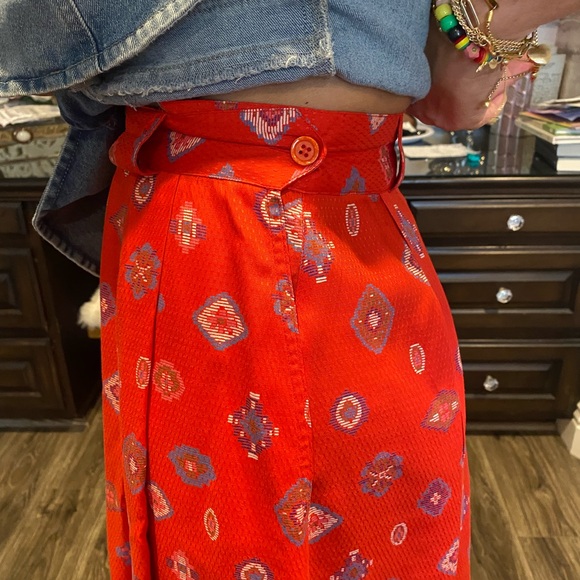 Red Patterned Midi Skirt - Picture 14 of 15